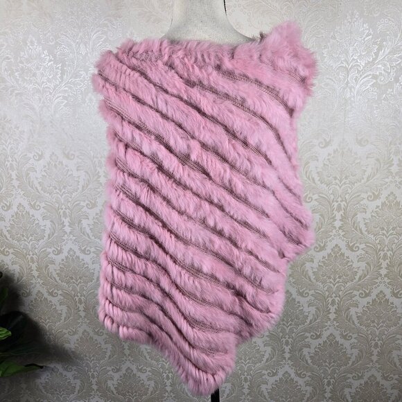 Jennyfer J Light Pink Rabbit Fur Poncho Adjustable Styles Casual Layer - Picture 4 of 8